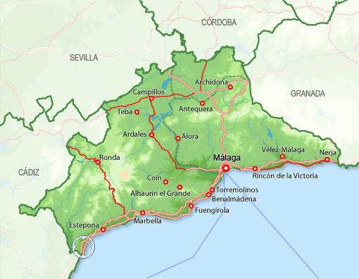 Karte Costa Del Sol